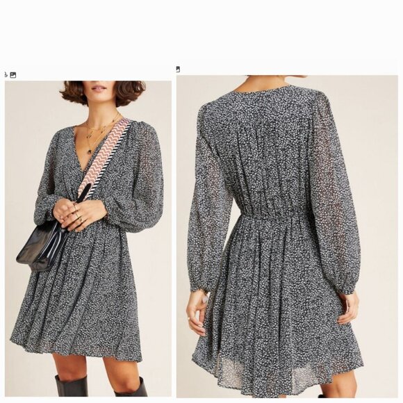 Anthropologie Maeve Carolyn Mini Dress Cheetah Print X-Small - Picture 1 of 16